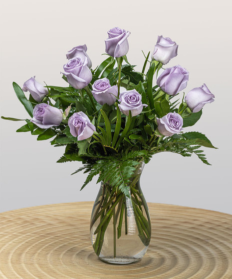 One Dozen Classic Lavender Roses