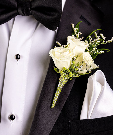 White and Green Boutonniere